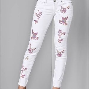 VENUS Embroidered Skinny Jeans, White Sz 8